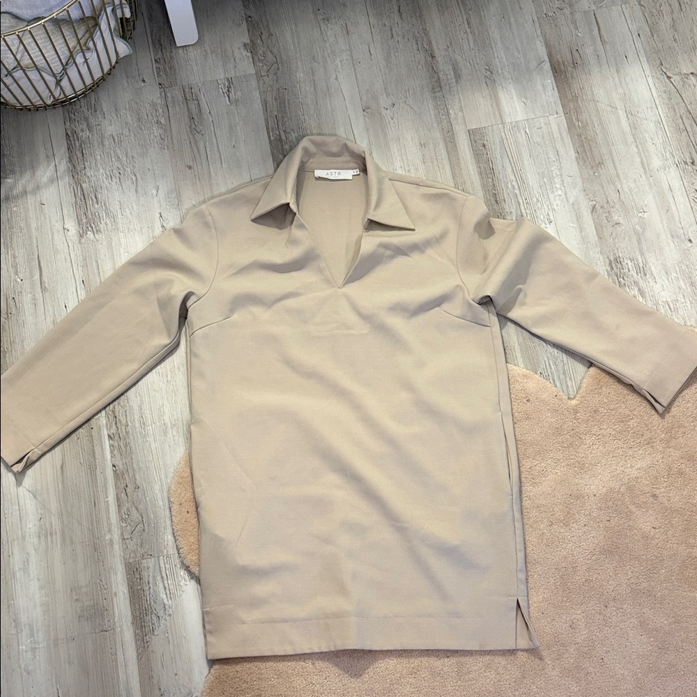 Astr tan women’s shirt dress with pockets